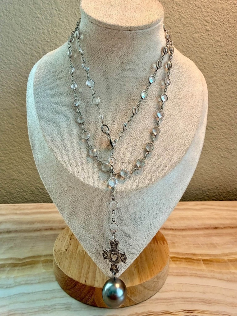 French Kande Adjustable Necklace With Silver Pearl